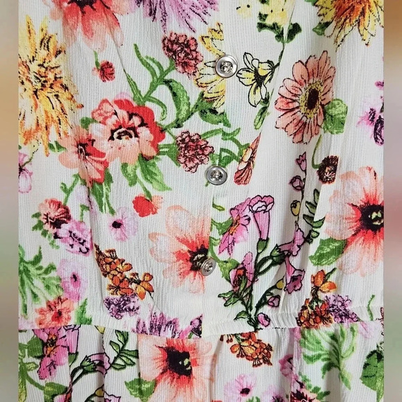 NWT‎ floral open shoulder mini dress with front button detail size large - Picture 5 of 7